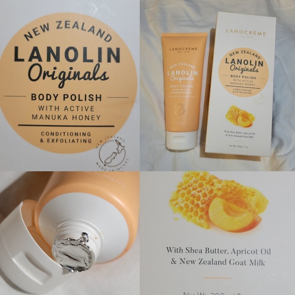 Lanocreme NEW ZEALAND Lanolin Originals BODY POLISH - MANUKA HONEY 7 oz LARGE